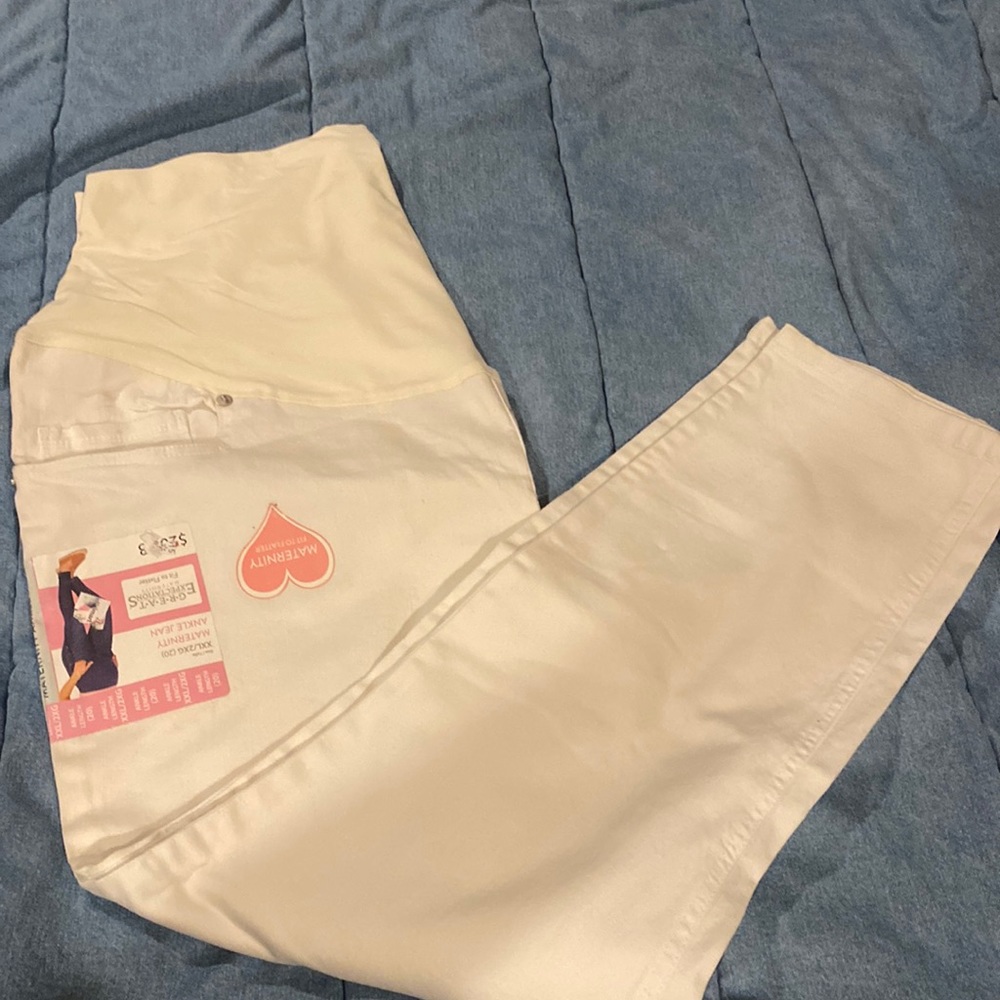 New NWT women’s maternity ankle jeans great expectations XXL (20) white